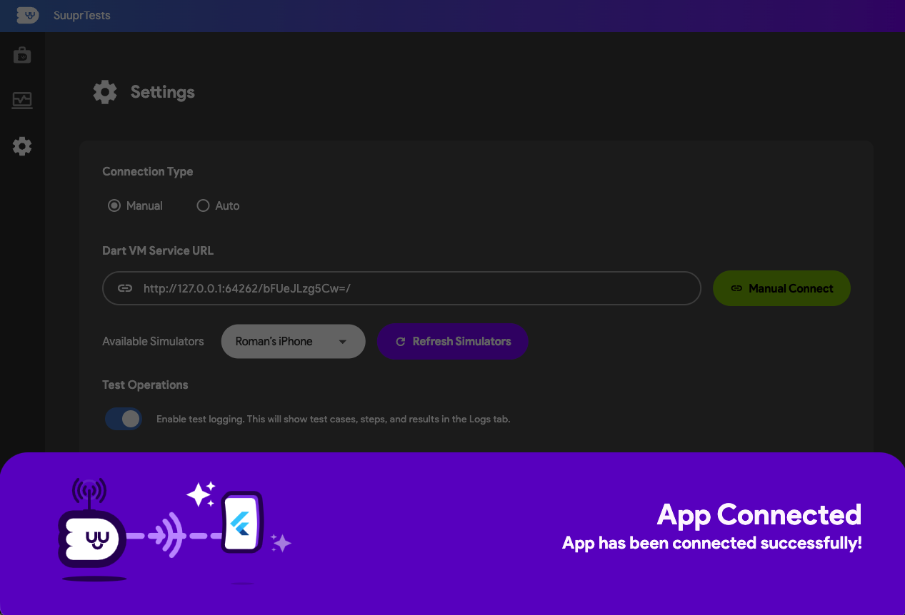 Successful connection to app